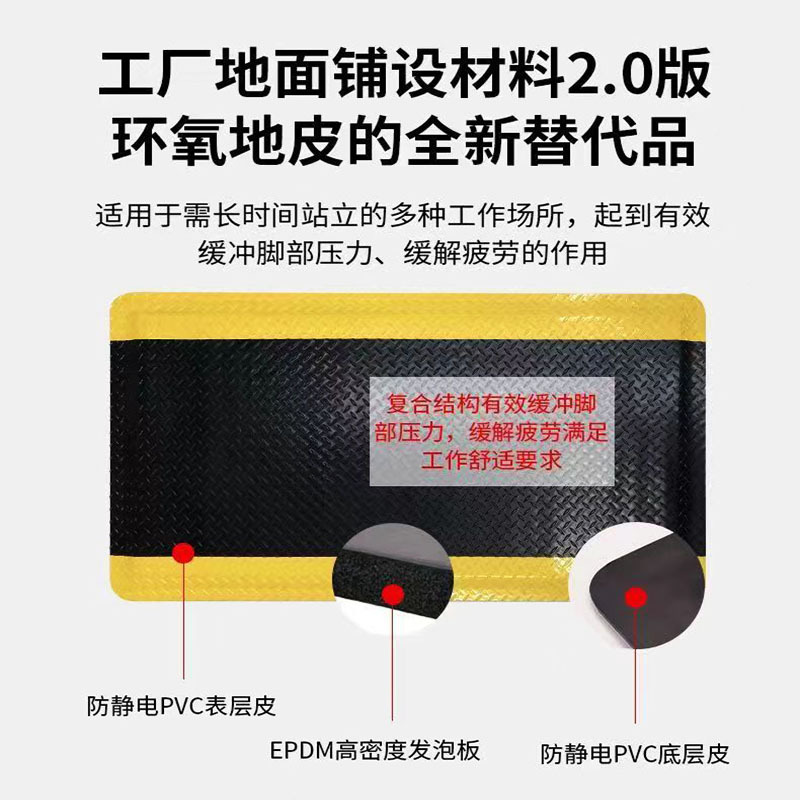 Factory wholesale anti-static anti-fatigue floor mats high elastic wear-resistant relief anti-slip foot mats assembly line rubber floor mats