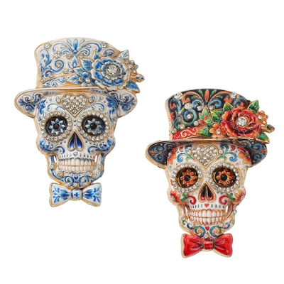 skull brooch, top hat, rose, Yaxa sancaqları