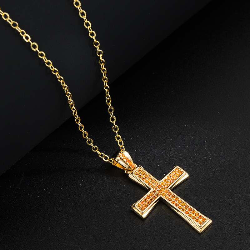 Fashion Copper Plated Real Gold Micro Inlaid Color Zircon Pendant Necklace display picture 6