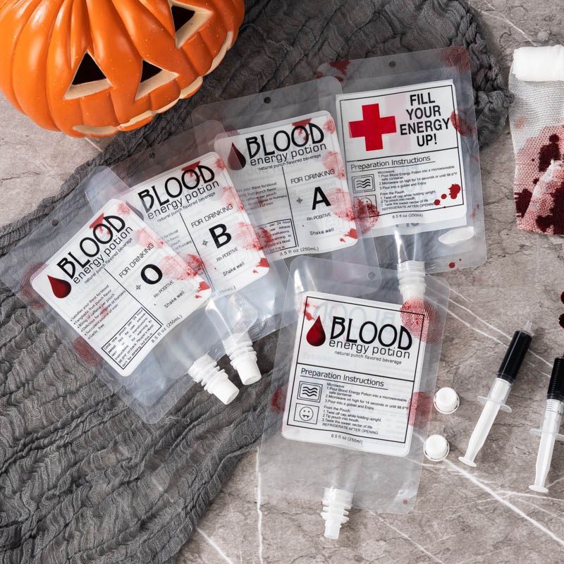 Trick Props Blood Bags Halloween Cosplay Vampire Blood Bags Can Hold Drinks, Juice, Milk Tea Bags Wholesale