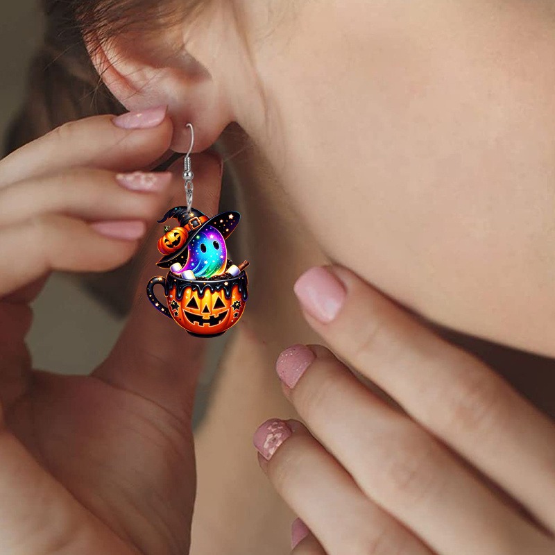 All Seasons Season Unisex Gender 1 Pair Retro Classic Style Pumpkin Ghost Acrylic Drop Earrings