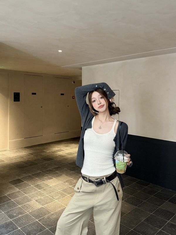 韩系灰色长袖针织小开衫女早秋超好看披肩外套休闲慵懒风上衣外搭|undefined