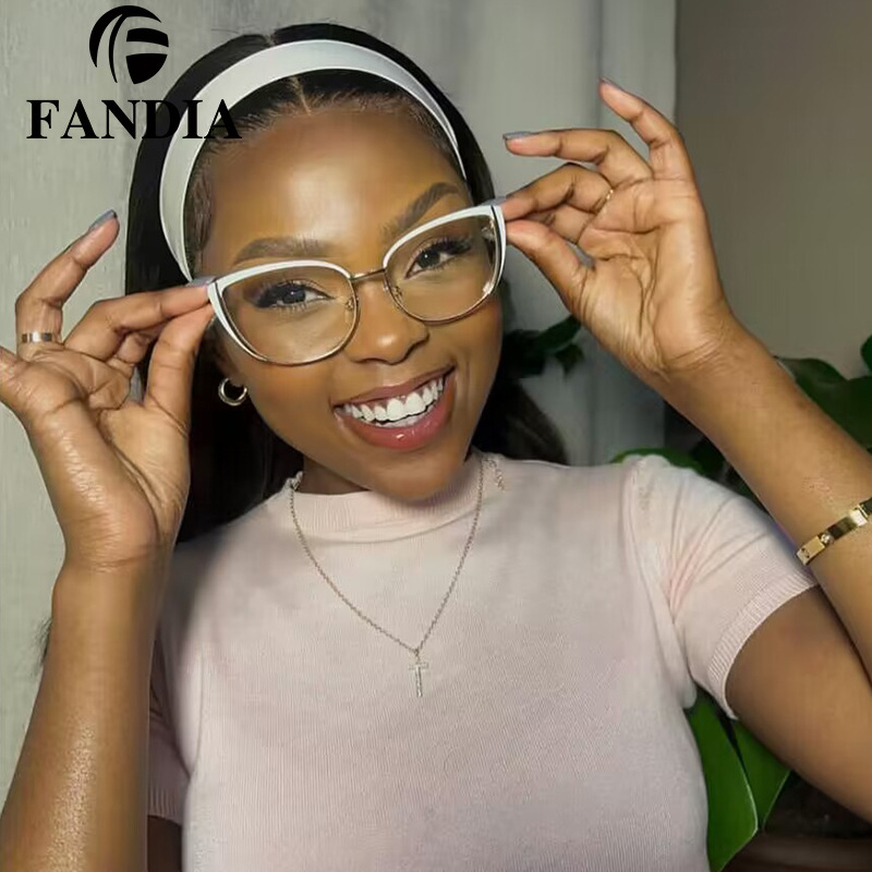 95732 nuevo anti-Luz Azul gafas lisas gafas de las mujeres puede ser equipado con miopía gafas ópticas Gafas de metal marco al por mayor