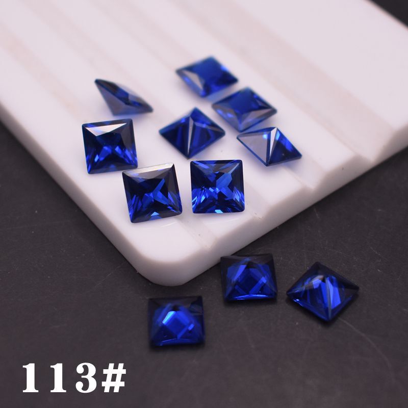 Square Blue Pointy Crystal Bare Stone 114 Deep Blue Pointy Crystal Sapphire Square Wax Set Jewelry Stone 113#