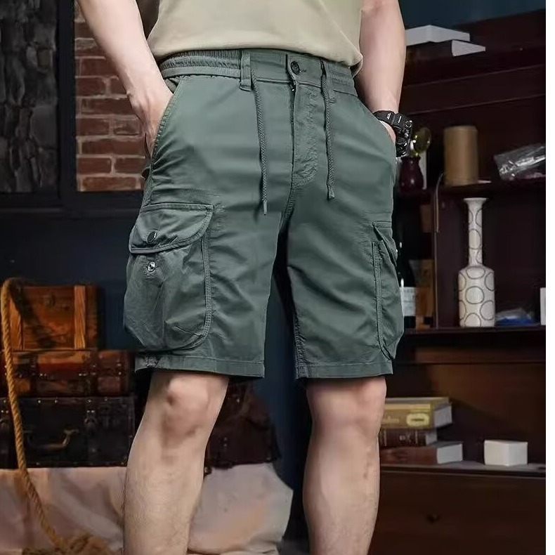 2025 Summer Cargo Shorts Men's Casual Multi-Pocket Loose Versatile Knee-Length Shorts for Outdoor Wear