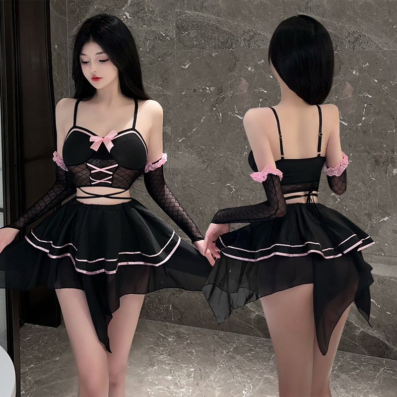 새로운 섹시한 속옷 여성의 섹시한 작은 가슴 비 이륙 가운 잠옷 유니폼 유혹 열정 순수한 욕망 세트 도매