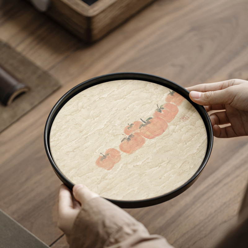 Ink Color Quick-Drying Absorbent Dry Bubble Tray melamine Pot Bearing Small Tea Tray Household Simple Rough Pottery Kung Fu Tea Set Tea Tray