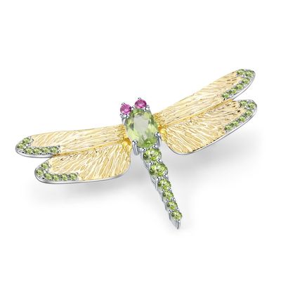 designer natural Choi Bao Brooch Dragonfly design classical Dignified s925 natural Garnet Brooch