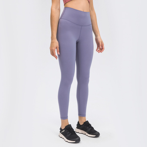 Diqian's new skin-friendly nude yoga pants for women, high-waisted hip-lifting running tight elastic sports fitness pants