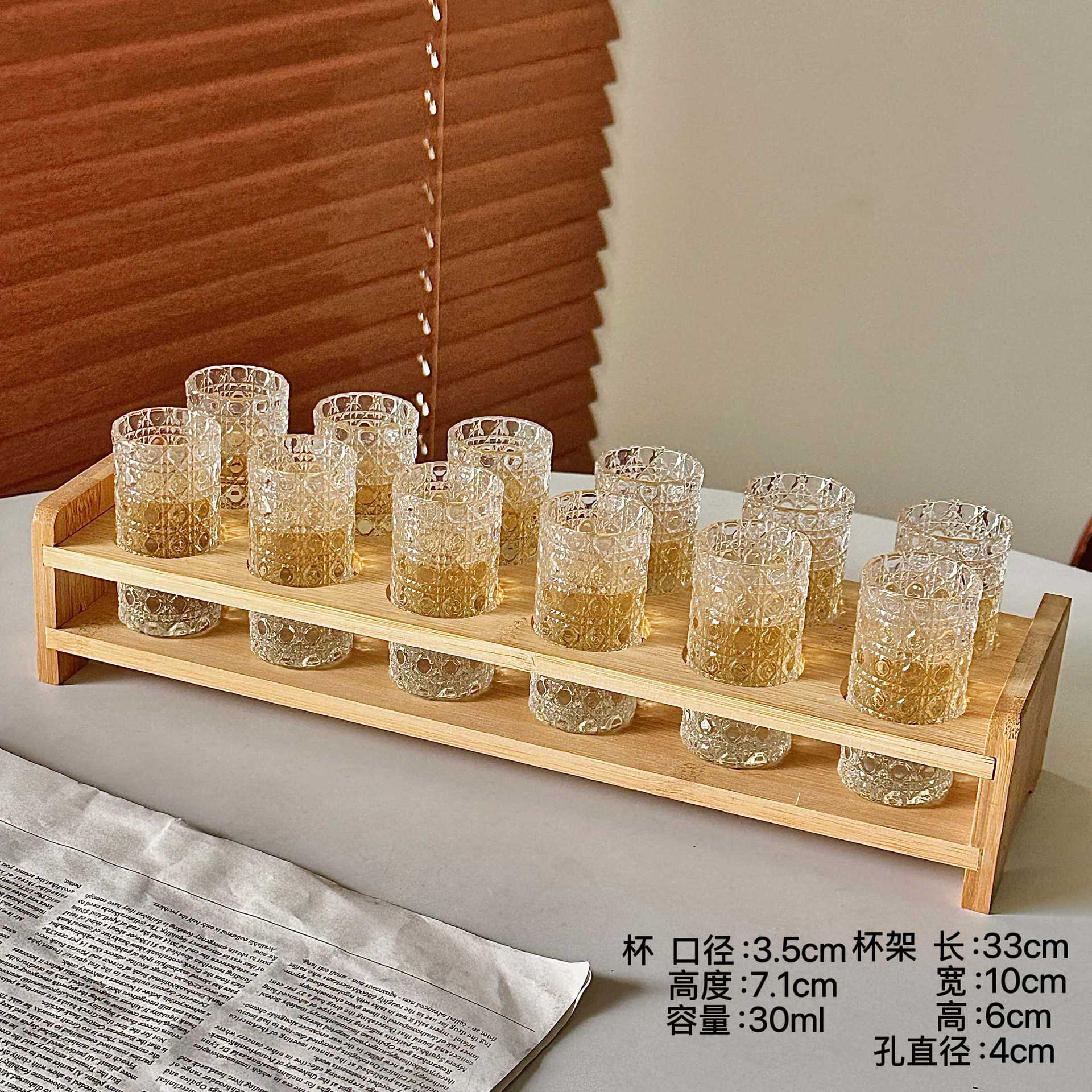 Gemstone Pattern - Taza de vino 12 tazas + marco de 12 agujeros