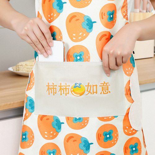Apron wholesale waterproof and oil-proof cartoon kitchen household apron for cooking lace work summer thin cotton blouse