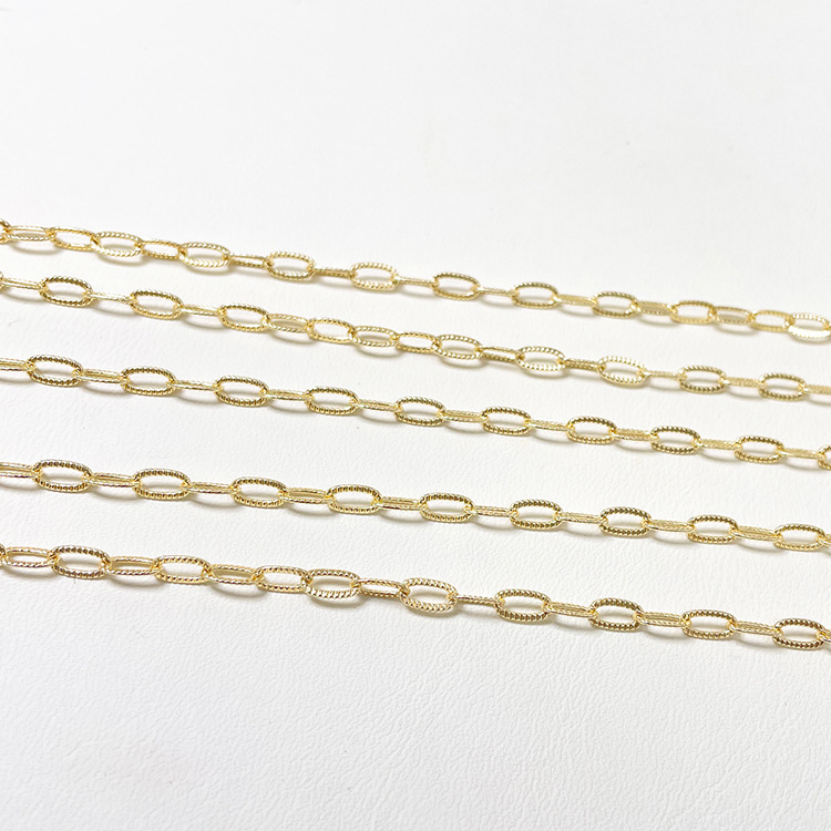 14k gold chain with fine embossed pattern, copper-plated open-ended DIY handmade necklace and bracelet accessories material