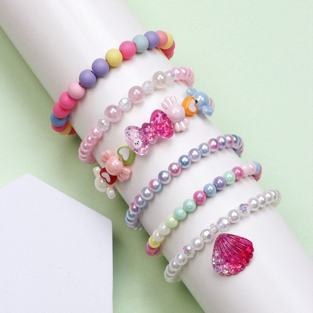 Fashion Letter Butterfly Plastic Beaded Kidu0027S Bracelets 6 Pieces