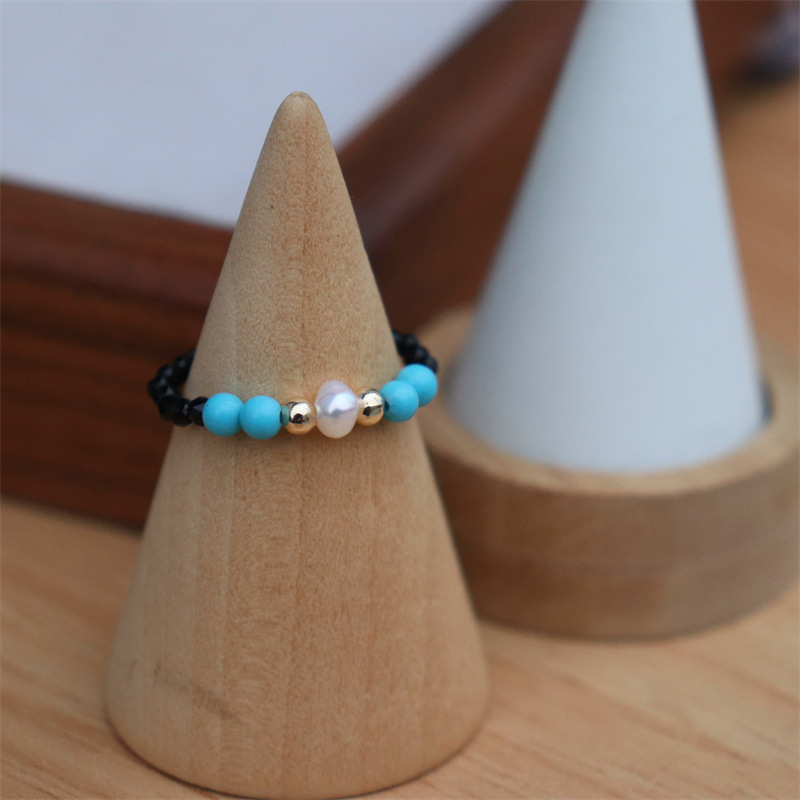 Black spinel + turquoise + pearl 3MM
