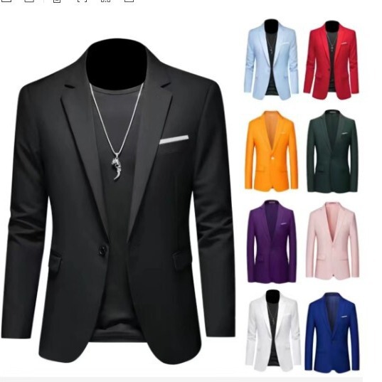 Foreign Trade 2024 Spring & Fall New Men's Business Casual Suit Jacket Cross-border Men's Pure Color One-button Suit