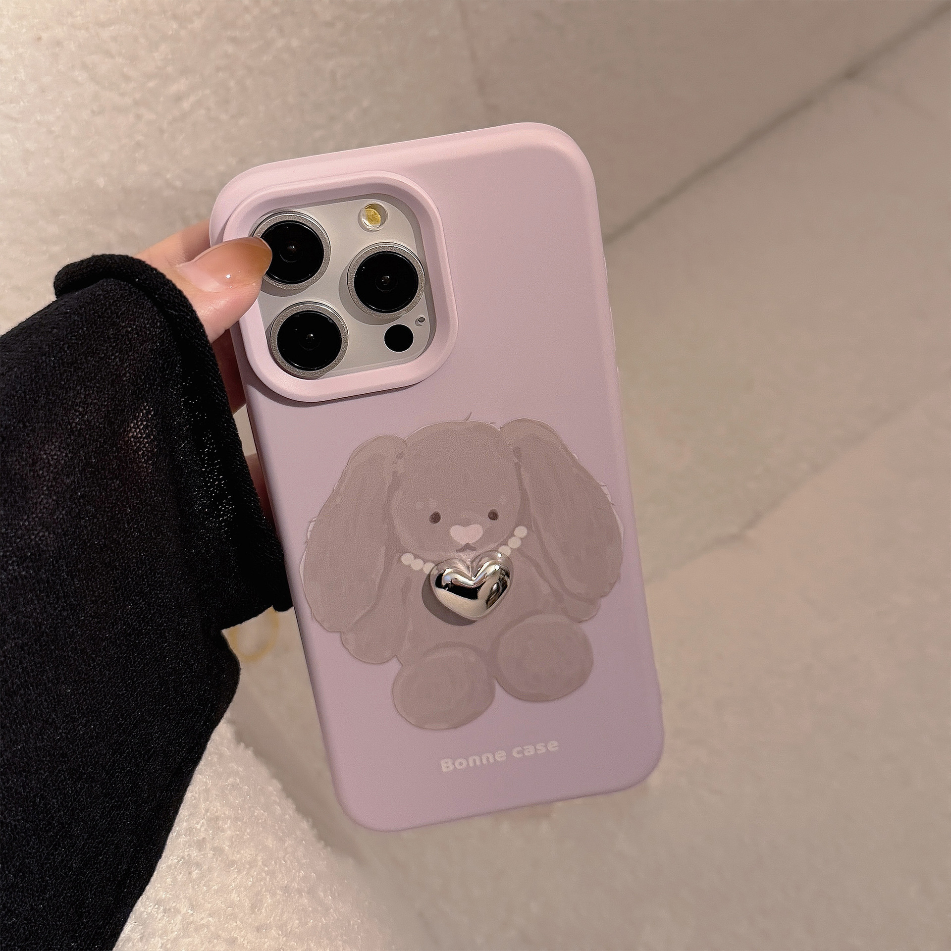 Protective Phone Case With Rabbit & Pearl Necklace For Iphone_voghion.com