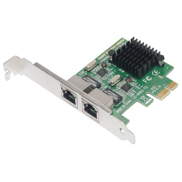 1 Set of Green Pcb Pcie Network Card Dual-Port Gigabit Network Card Rj45 Interface Gigabit Ethernet Network Card in 1 Set of Green Pcb Pcie Network Card Dual-Port Gigabit Network Card Rj45 Interface Gigabit Ethernet Network Card in