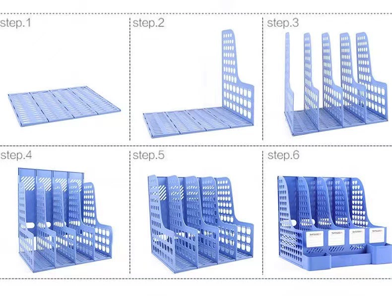 Офисные принадлежности Пластиковая стойка для файлов Настольная четырехкратная стойка для хранения данных A4 Панель файлов для офисных документов