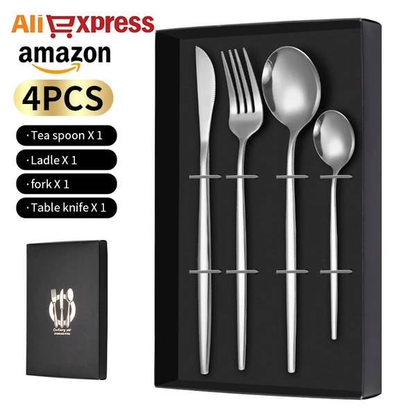 Portuguese knife and fork spoon four-piece set - silver
