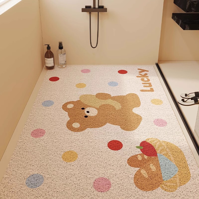 Cartoon Cute Shower Room Bathroom Floor Mat Hollow Wire Loop Anti-Slip Anti-Fall Floor Mat Bathroom Toilet Drainage Foot Mat Cartoon Cute Shower Room Bathroom Floor Mat Hollow Wire Loop Anti-Slip Anti-Fall Floor Mat Bathroom Toilet Drainage Foot Mat