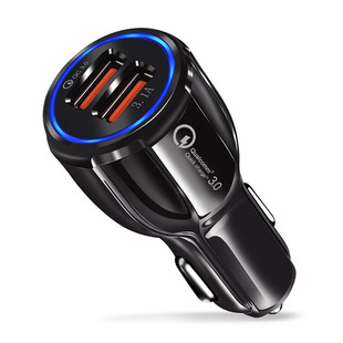 Qc3.0 Fast Charging Car Charger Car Mobile Phone Charger 3.1A Dual USB One-To-Two Car Charger Cross-Border Wholesale