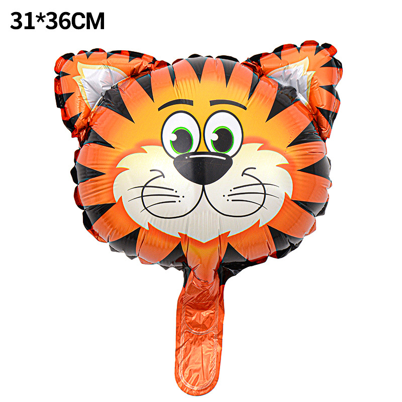 Venta caliente cabeza de animal película de aluminio globo tema de cumpleaños fiesta decoración de dibujos animados león cabeza de tigre papel de aluminio globo al por mayor