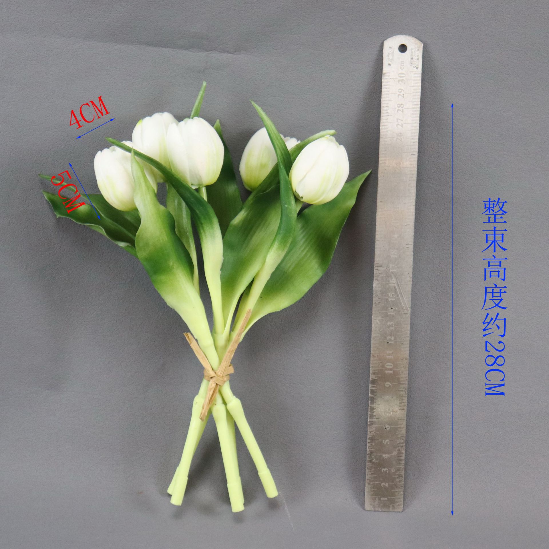 5 flores ramas cortas 28CM mano pegamento suave sensación de tulipas flores simuladas decoración de flores flores falsas ramo de flores