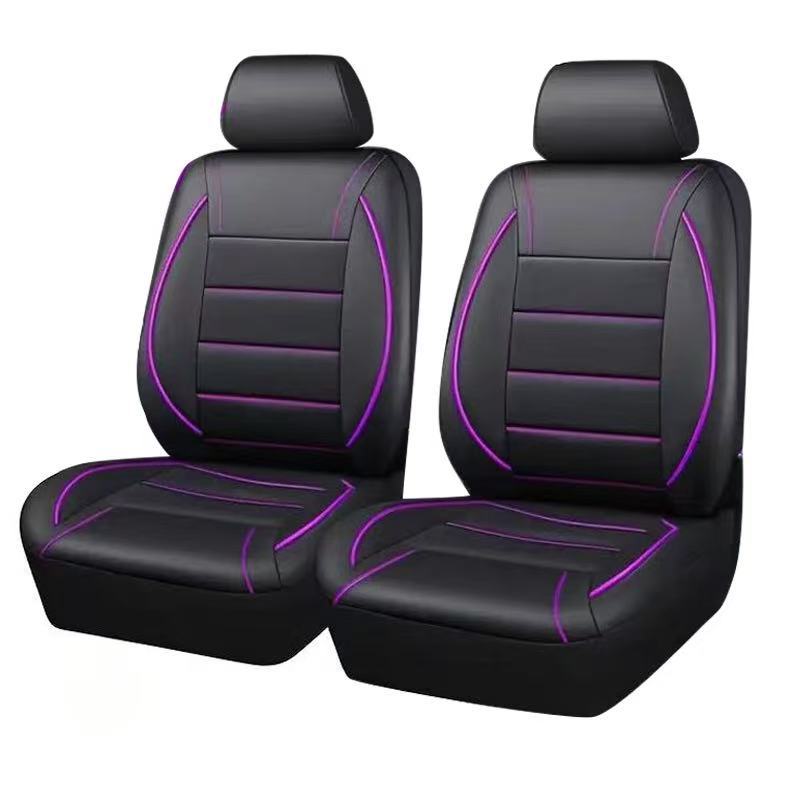 Universal Pu Leather Car Seat Cover with Single-Needle Arc Pull Strap, Leather Style, 5-Seater Car Seat Cover