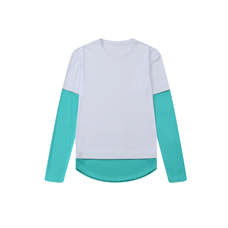 Deportes al aire libre de los hombres Camiseta de manga larga nueva costura de moda fitness correr tiro ropa cuello redondo medias de secado rápido de los hombres