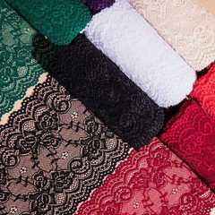 Wholesale soft elastic lace edge fabric material clothing skirt hem extension decoration DIY white black skirt