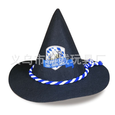 Festival de la cerveza suministros de Halloween danza rendimiento sombrero de fiesta sombrero de bruja fieltro de Tela Gris logotipo impreso