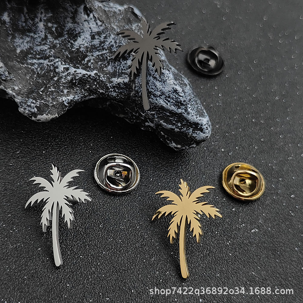 Coconut Tree-Shaped Brooch/Cufflinks for Men and Women, Natural Style Clothing Accessories, Jackets/Backpacks, Fresh Decorative Pieces