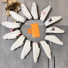 驴家新款休闲运动百搭小白鞋情侣板鞋满印彩色立体压绣花网红休闲