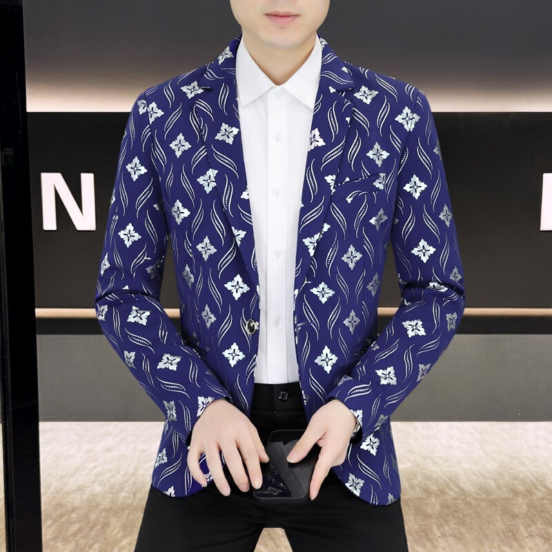 Cross-Border Supply Autumn Stylish Floral Jackets Casual Floral Blazers Men's Trendy Hairstylist Printed Suits Cross-Border Supply Autumn Stylish Floral Jackets Casual Floral Blazers Men's Trendy Hairstylist Printed Suits