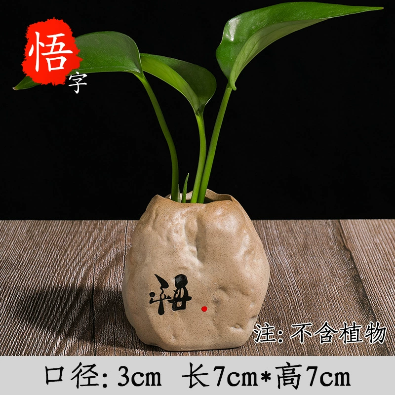 Декоративный камень Zen, украшение для гостиной, чайный столик, домик для трав, гидропоника, декоративная чашка, маленький цветок, черная керамика