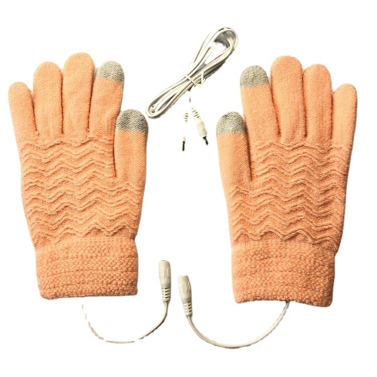 FUENTE Guantes de calefacción eléctrica de pantalla táctil de punto de 5 dedos para mujer Guantes de calefacción eléctrica USB banco de energía al aire libre