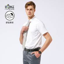 夏季薄款竹纤维男士衬衫短袖商务休闲免烫半袖修身职业白衬衣男