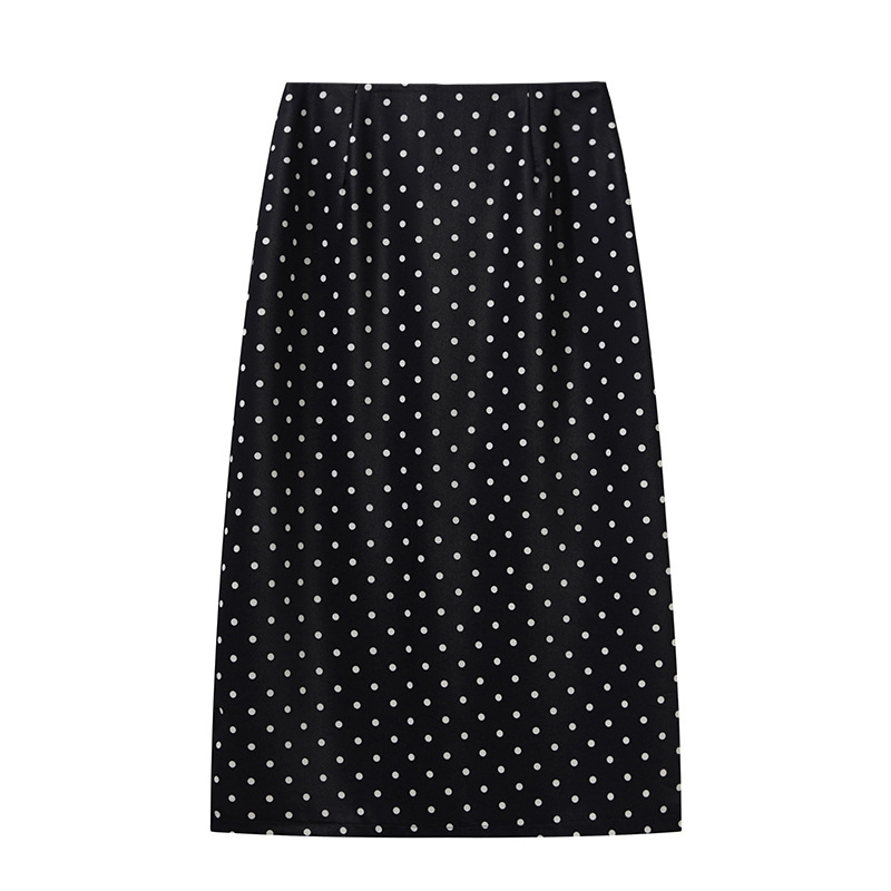 Black polka dot skirt [suit material] extra length / S [recommended 42.5-48kg ]