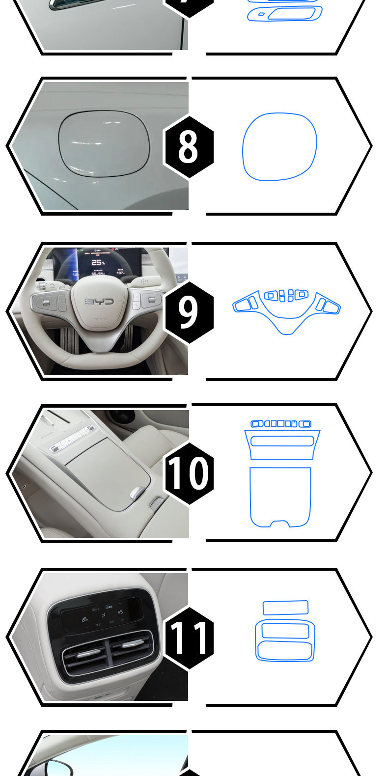 26 types of BYD Seal 08 interior film, instrument and navigation screen protective film, rear air vent and center console film modification