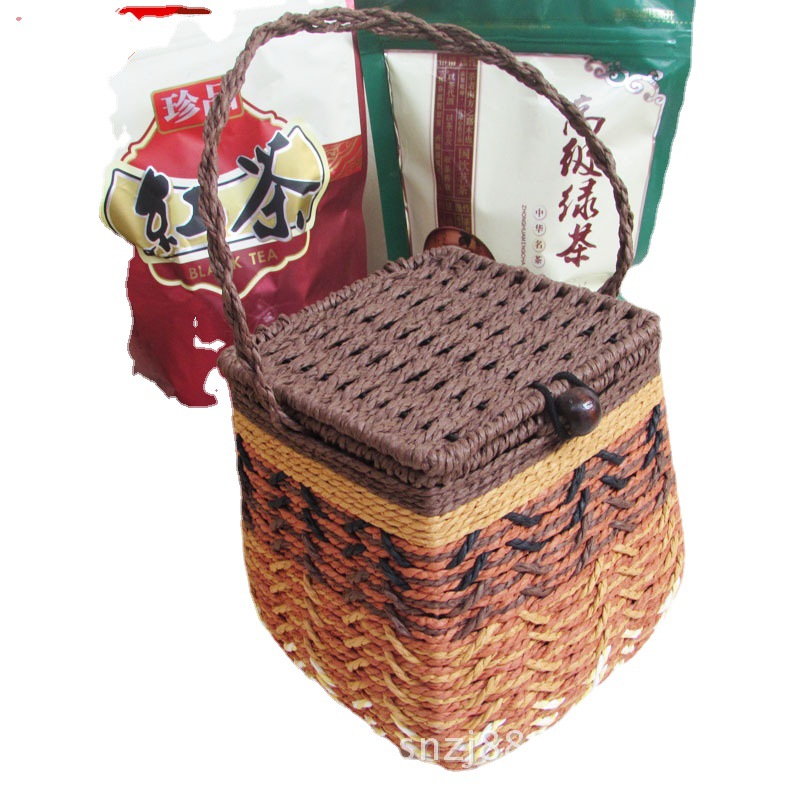 供应一斤装茶叶盅 铁艺编织茶叶盅普洱六堡茶包装盒收纳茶叶罐