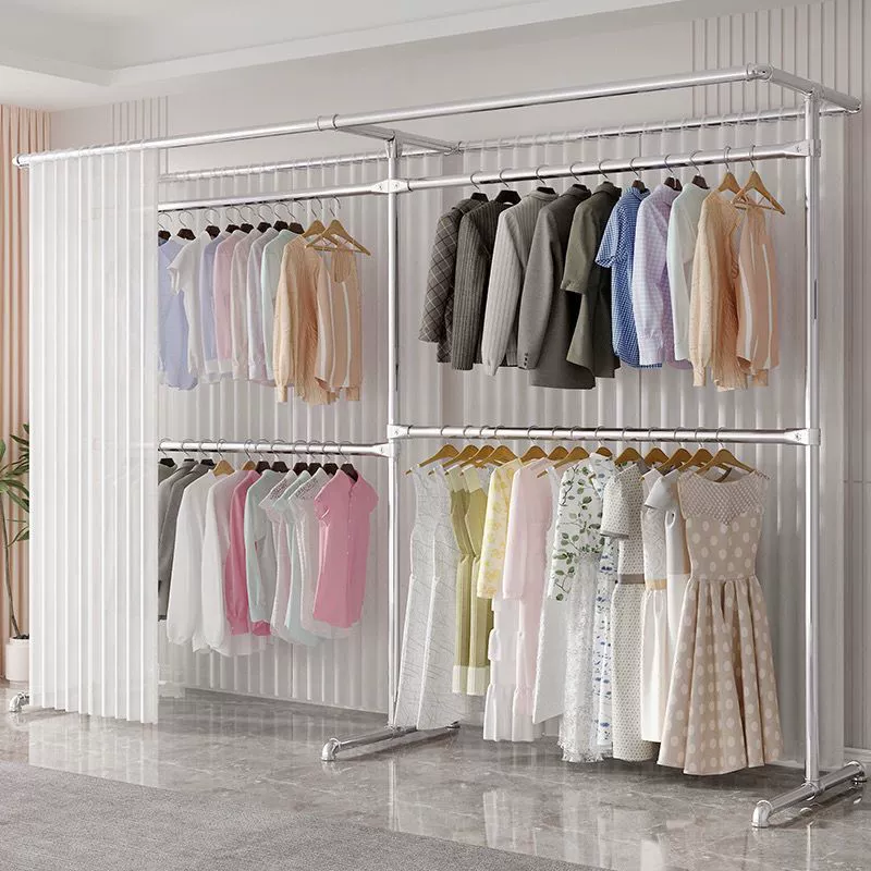 Оцинкованная утолщенная стальная труба Сушилка вешалка от пола до пола вертикальный интерьер новый спальня балкон простой настенный занавес двойной вешалка