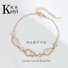 凯依新款纯银微镶葫芦手链女简约小众镶钻insS925手饰民族风配饰