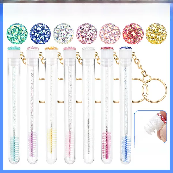 Wholesale transparent tube gold buckle with drill eyelash brush disposable grafting eyelash curl eyebrow brush crystal rod eyelash brush