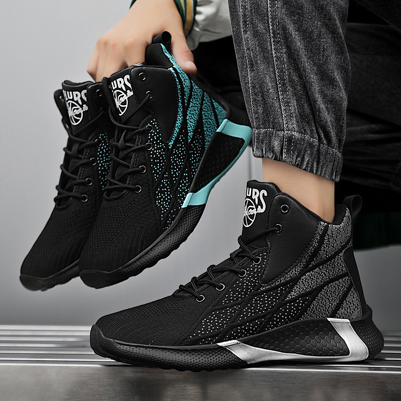 High-Top Men's Shoes, Autumn Breathable Basketball Sneakers, Black Casual Shoes, Large Size 46, Fly-Knit Canvas Sock-Style Trendy Shoes High-Top Men's Shoes, Autumn Breathable Basketball Sneakers, Black Casual Shoes, Large Size 46, Fly-Knit Canvas Sock-Style Trendy Shoes