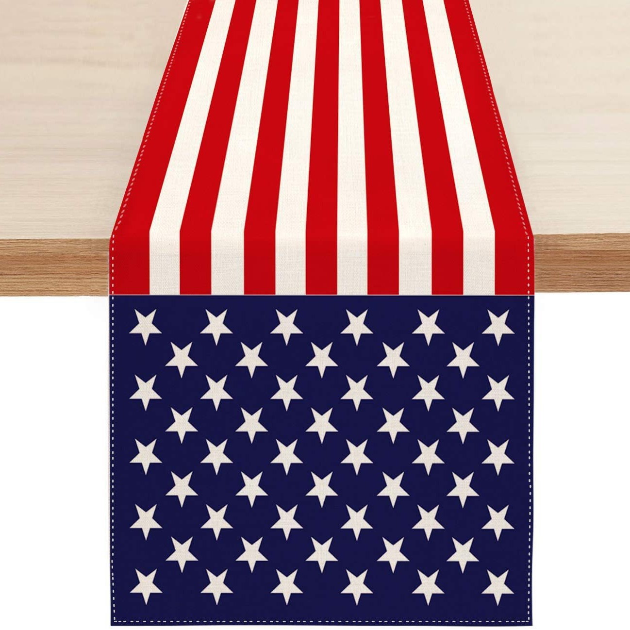 Transfronterizo 2024 nuevo día de la independencia de los Estados Unidos lino bandera de mesa bandera estrella y rayas tela de mesa de comedor cama de té tela de mesa image 12
