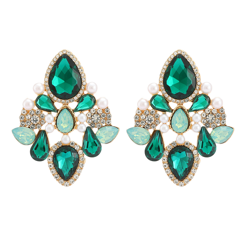 Retro Lady Simple Style Water Droplets Rhinestone Inlay Artificial Gemstones Women's Drop Earrings display picture 4