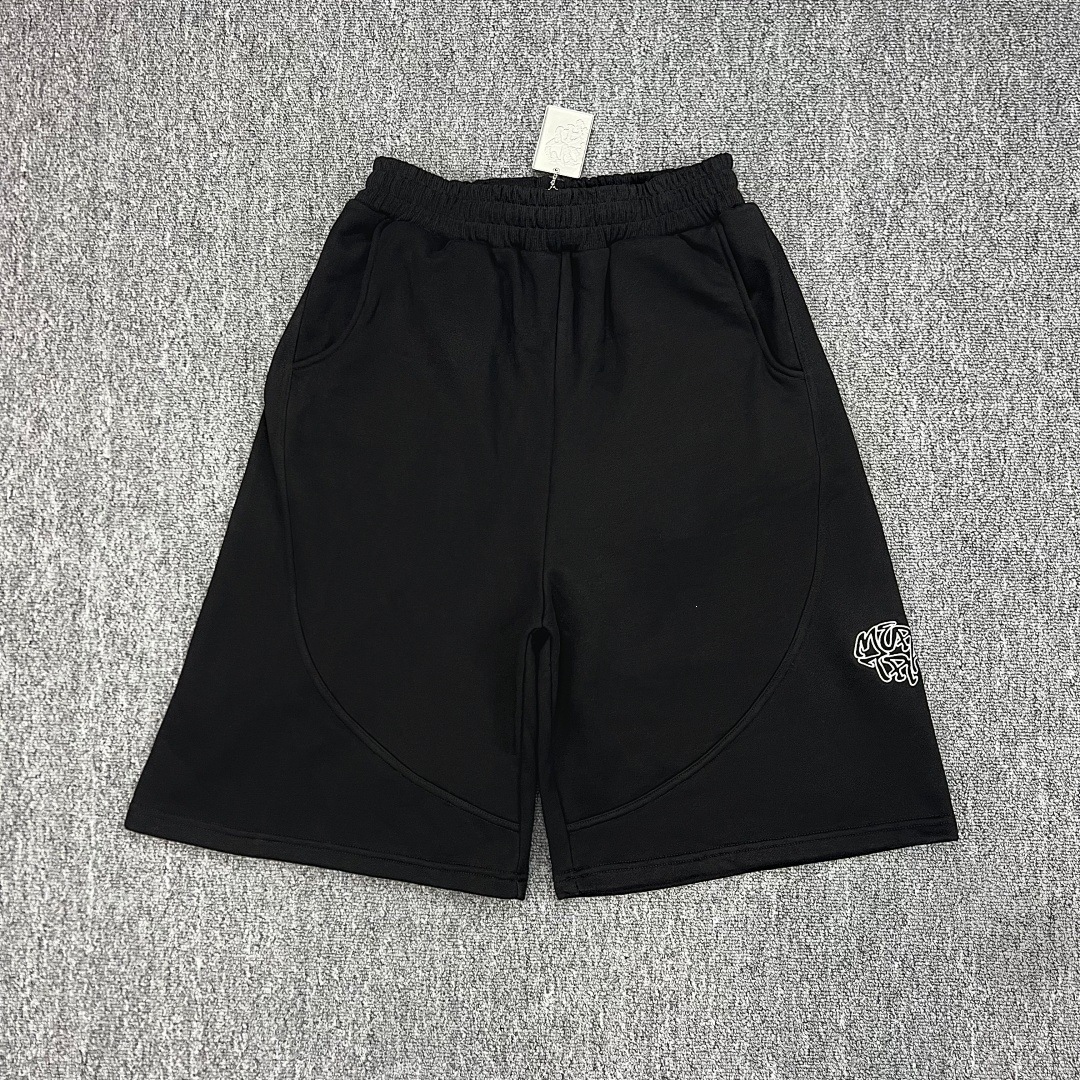 Mertra Sweat Shorts Loose Embroidered Black
