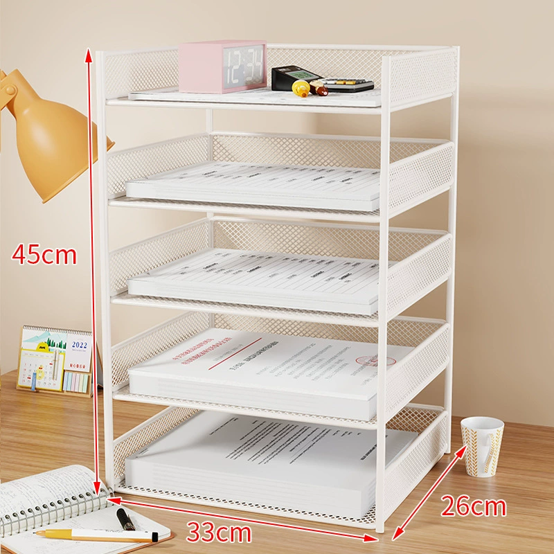 Metal document organizer — reinforced mesh storage box, 2–5 tiers, vertical or horizontal layout