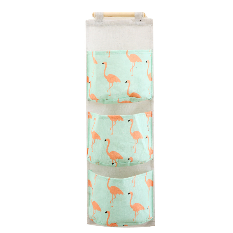 Bolsa organizadora colgante de algodón y lino, 3 compartimentos, almacenamiento creativo para puerta y pared