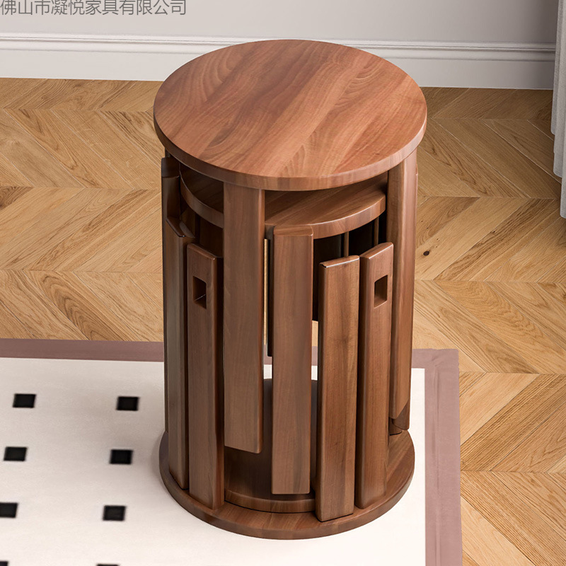 Stackable Stools Modern Dining Stools Dining Table Stools Solid Wood New Chinese Style Jenga Solid Wood Round Stools for Tea Houses